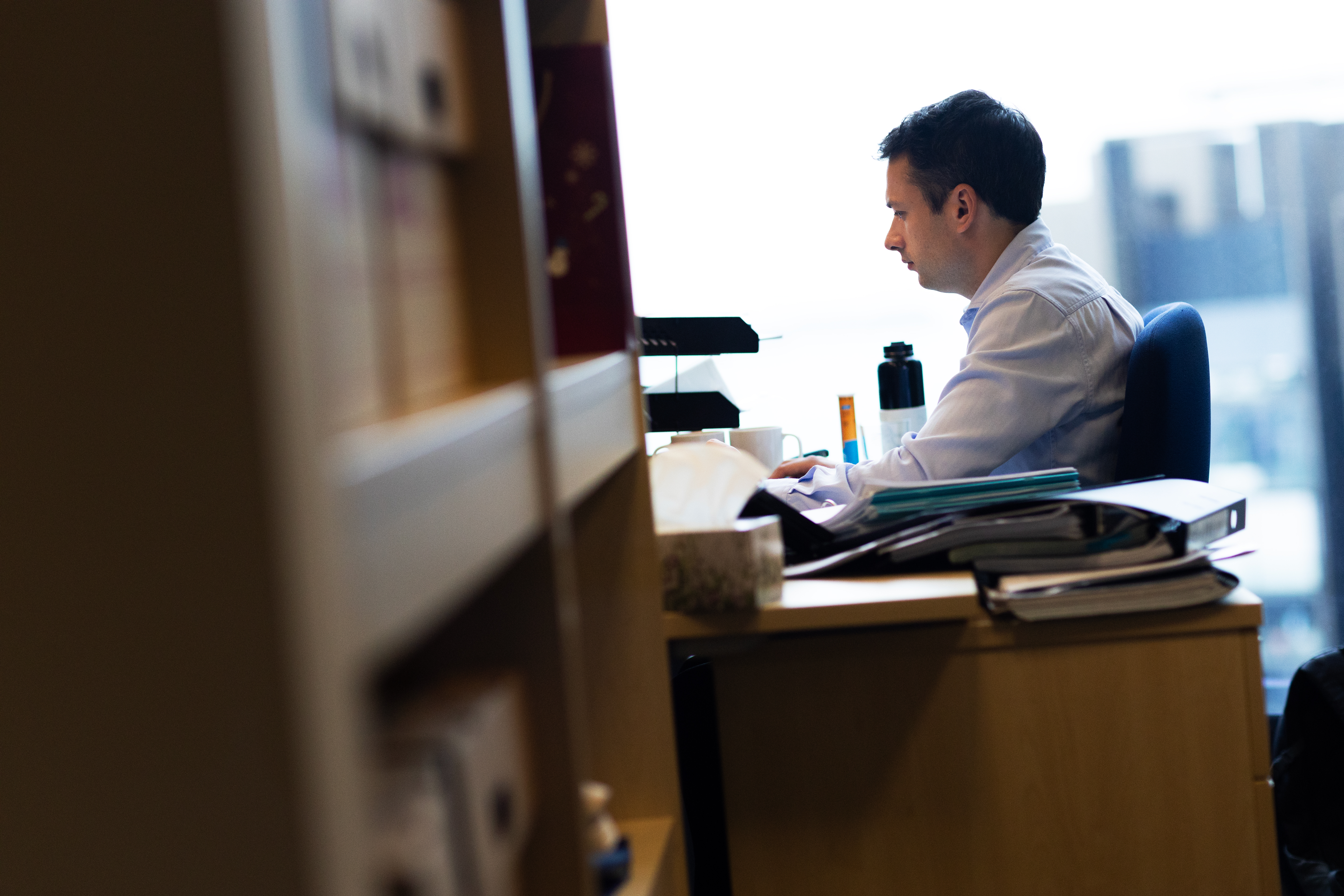 a man sitting at a desk