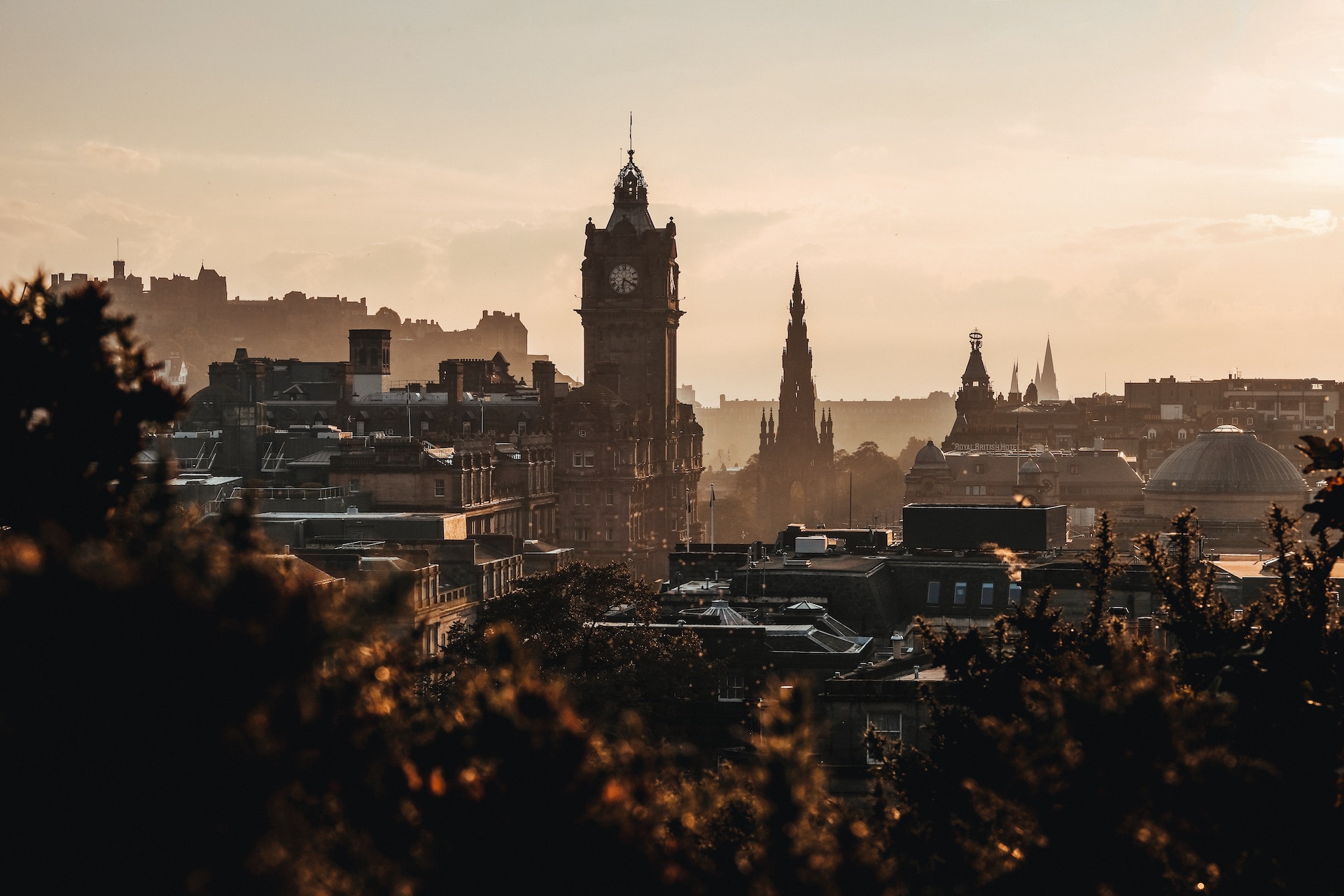 a city with a clock tower