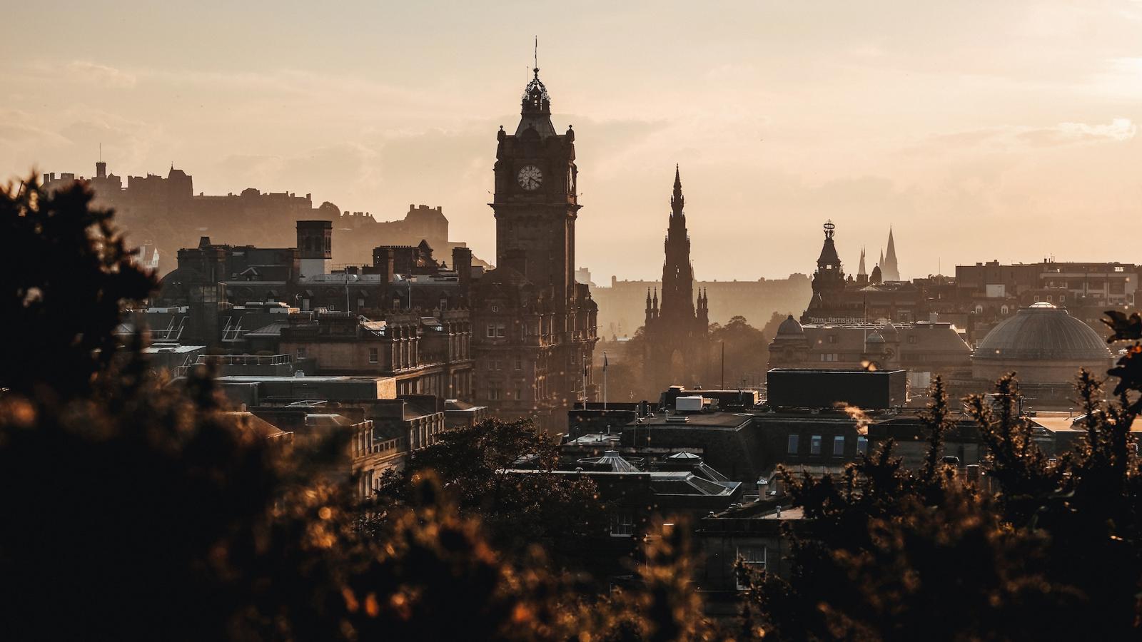 a city with a clock tower