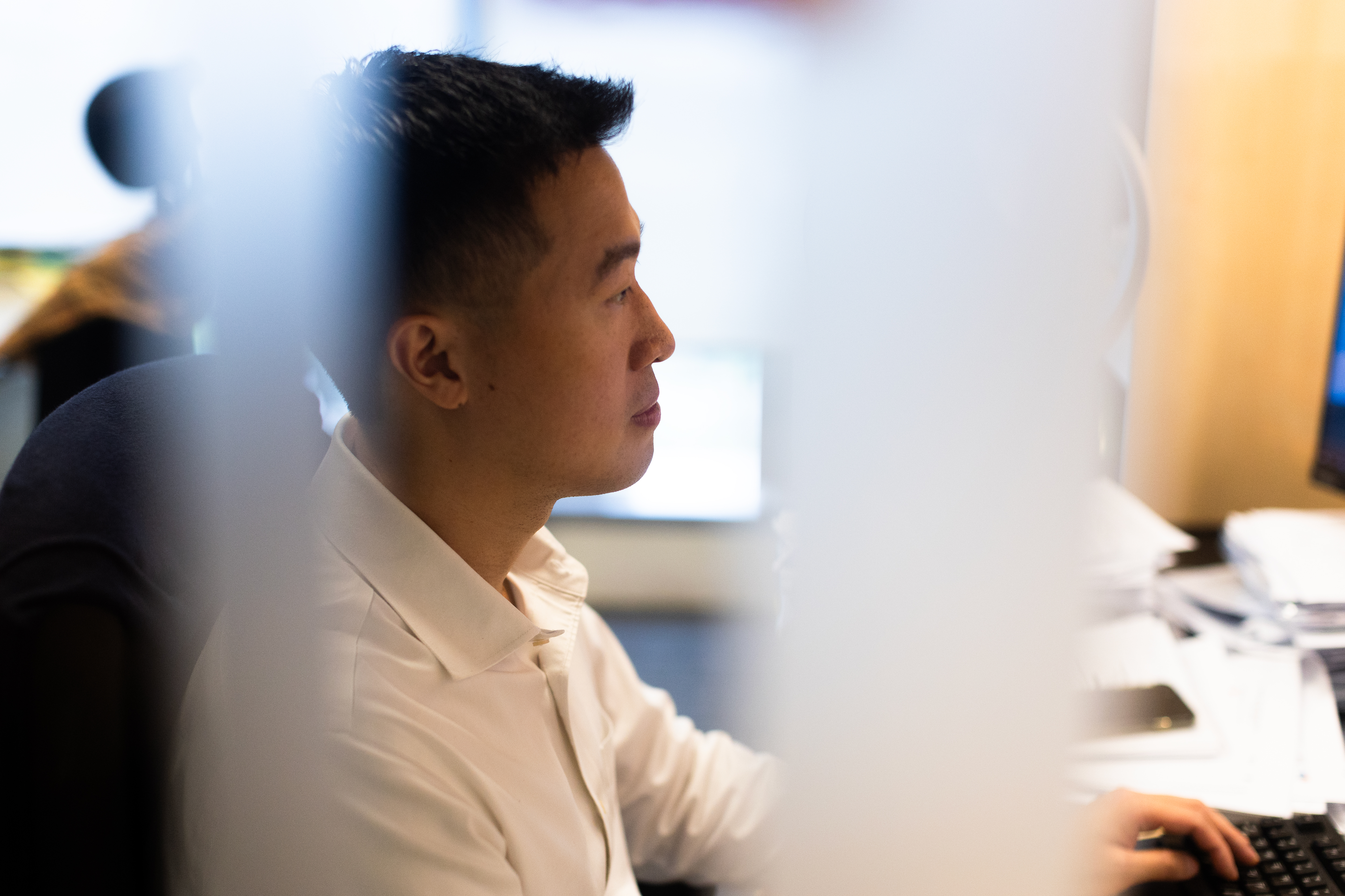 a man in a white shirt
