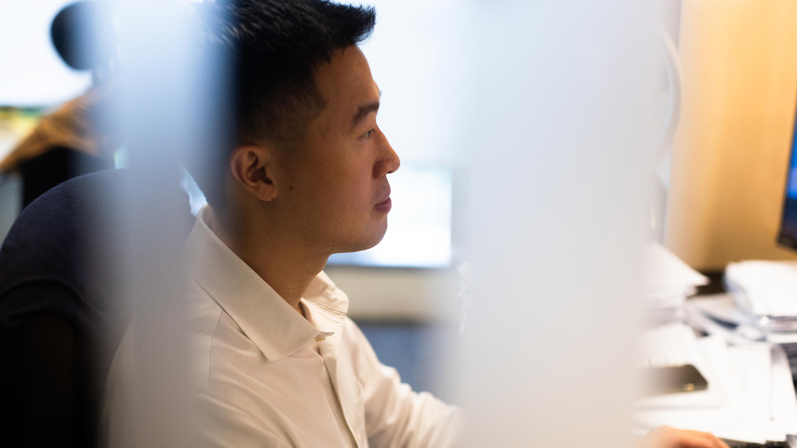 a man in a white shirt