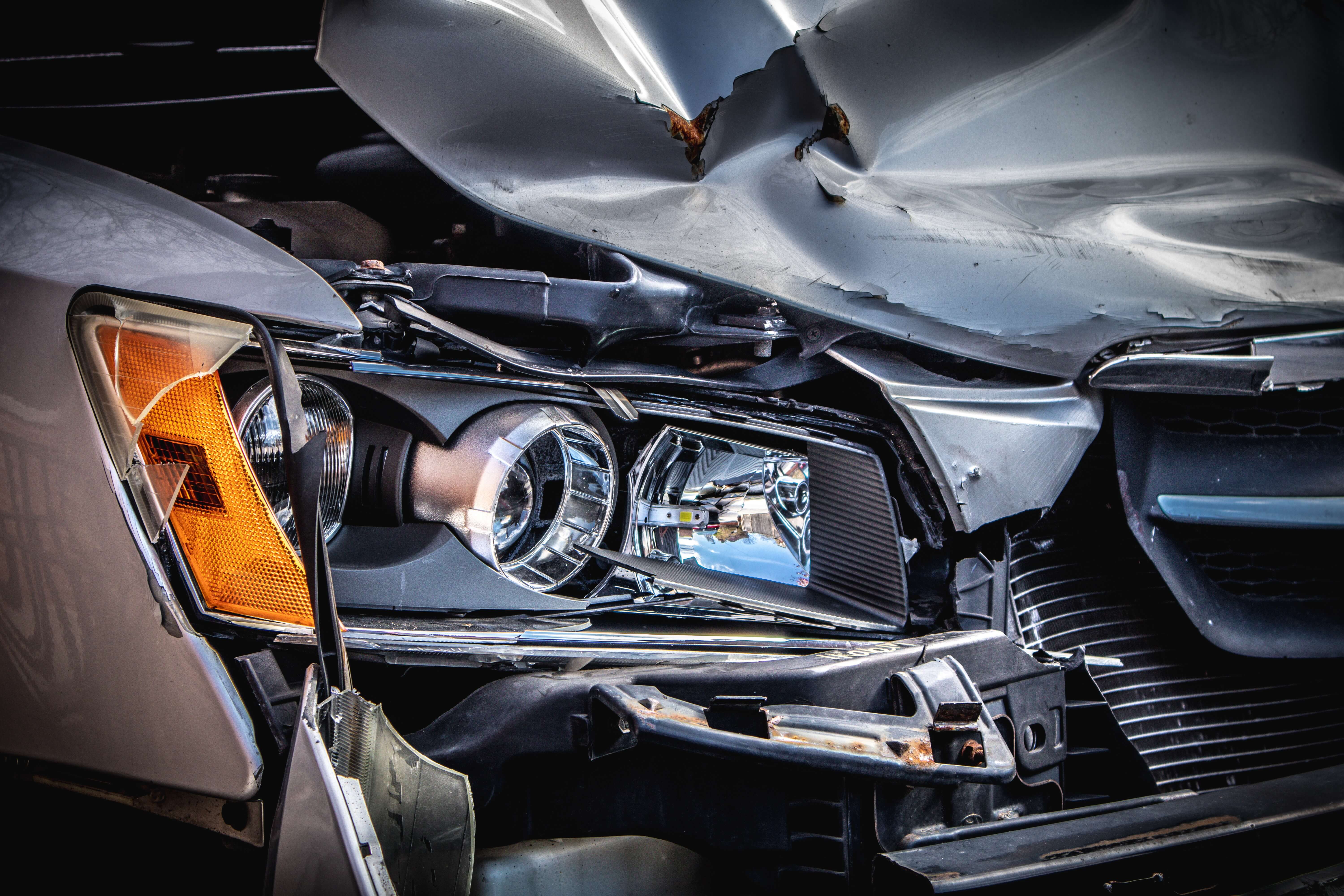 a close up of a damaged car
