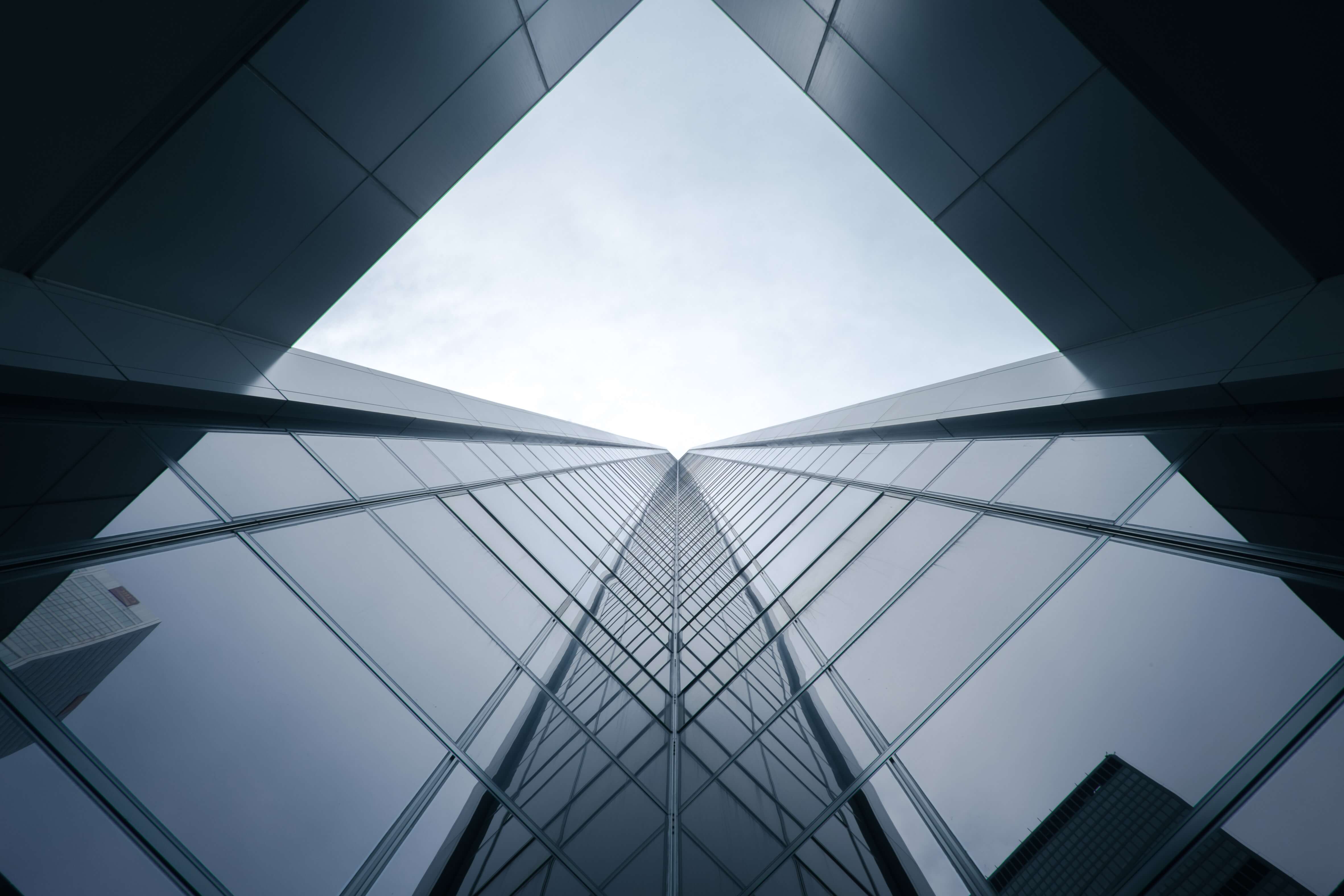 looking up view of a tall building