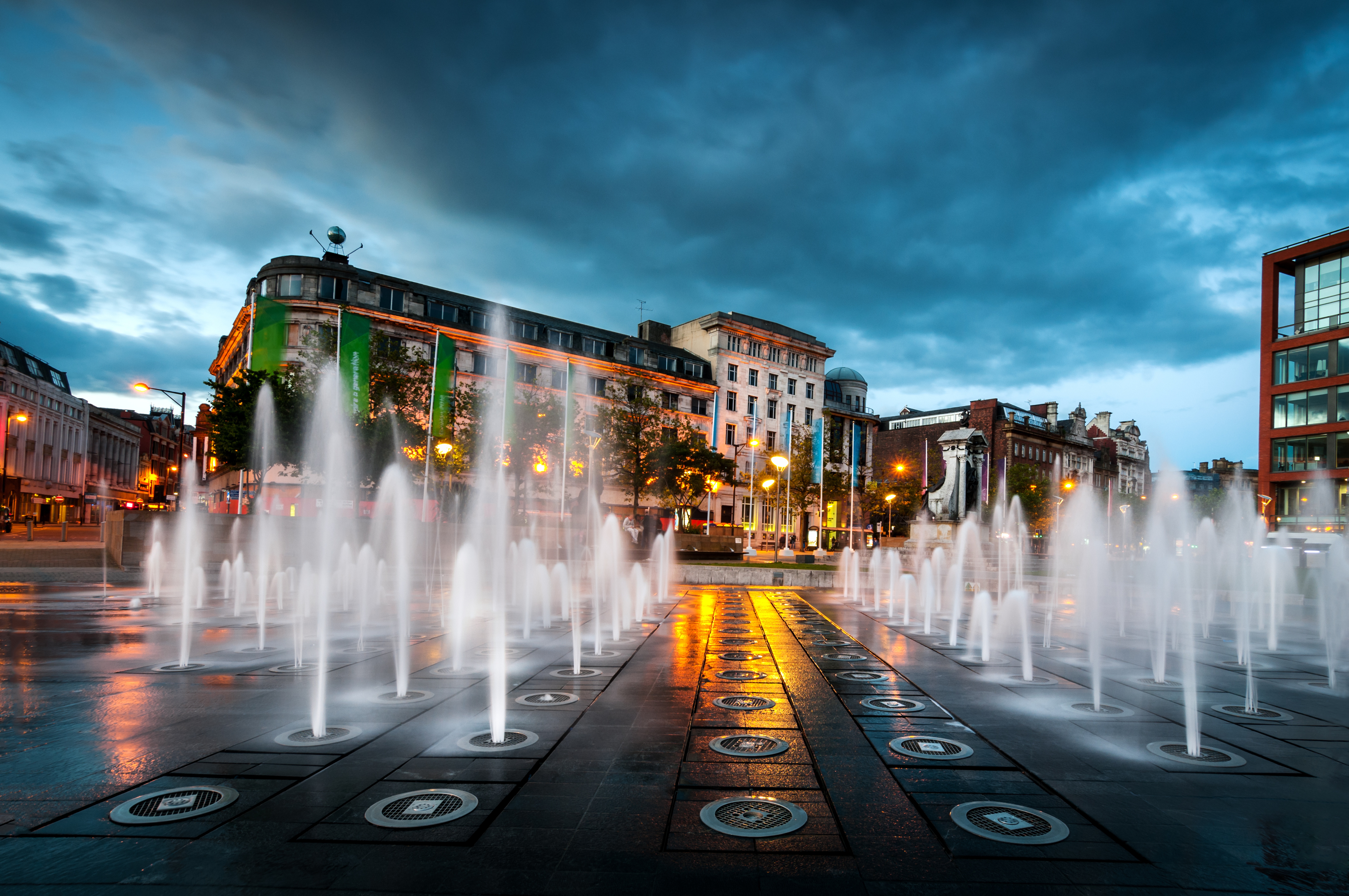 Fountains At Piccadilly Garden In Manchester City Center, England Shutterstock 226270102