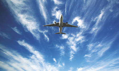 an airplane flying in the sky