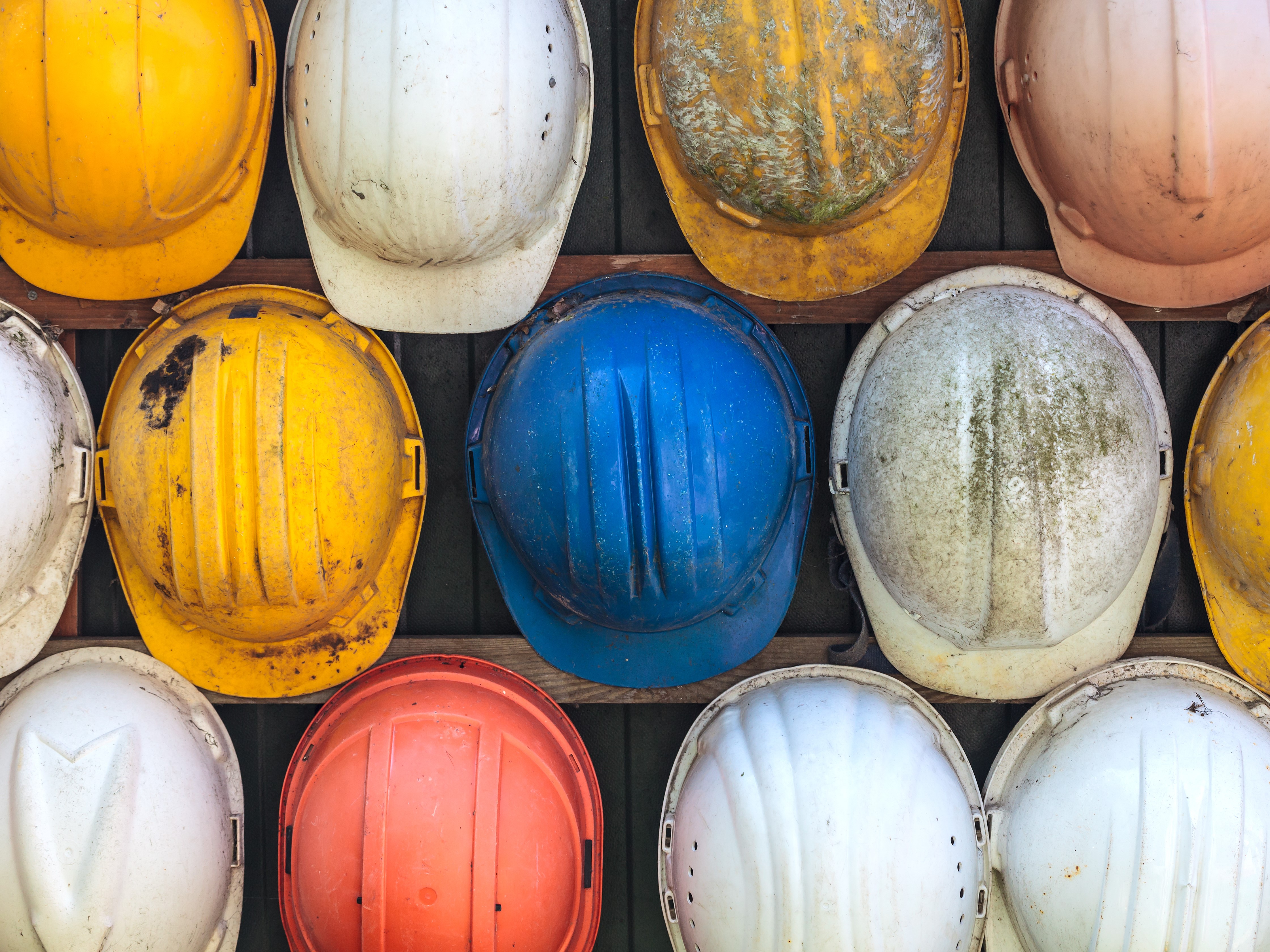 a group of hard hats