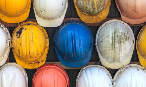 a group of hard hats